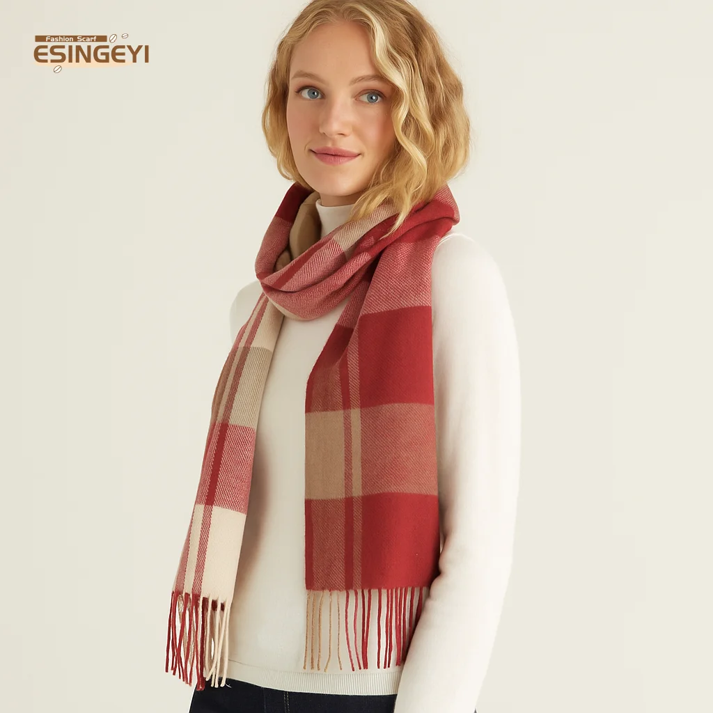 

ESINGEYI 2025 Winter Christmas Scarves Unisex Cashmere Scarf Solid Color Couple Thick Warm Shawl for Men and Women.