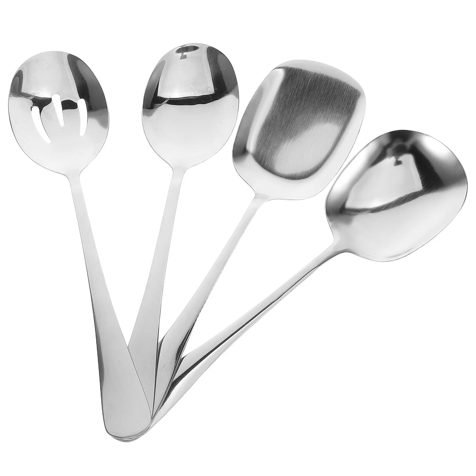 

4Pcs Stainless Steel Serving Spoons Heavy Duty Slotted Perforated Kitchen Restaurant Buffet Use Service Public Spoon