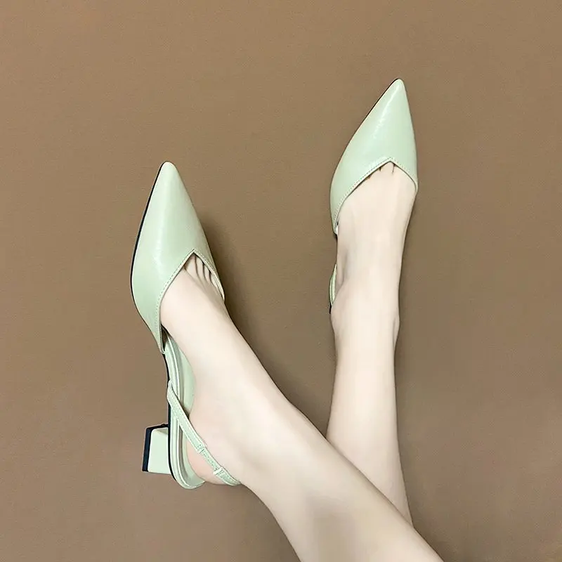 2022 New Fashion All-match Temperament Women\'s Single Shoes Solid Color Square Heel Pointed Toe Toe Shoes Shoes for Women