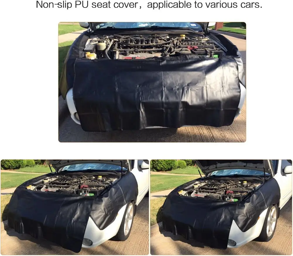 1Pc/3Pcs Magnetic Leather Car Fender Protector Mat with Hooks Mechanic Repair Anti‑Scratch Work Pad Auto Workshop Accessory