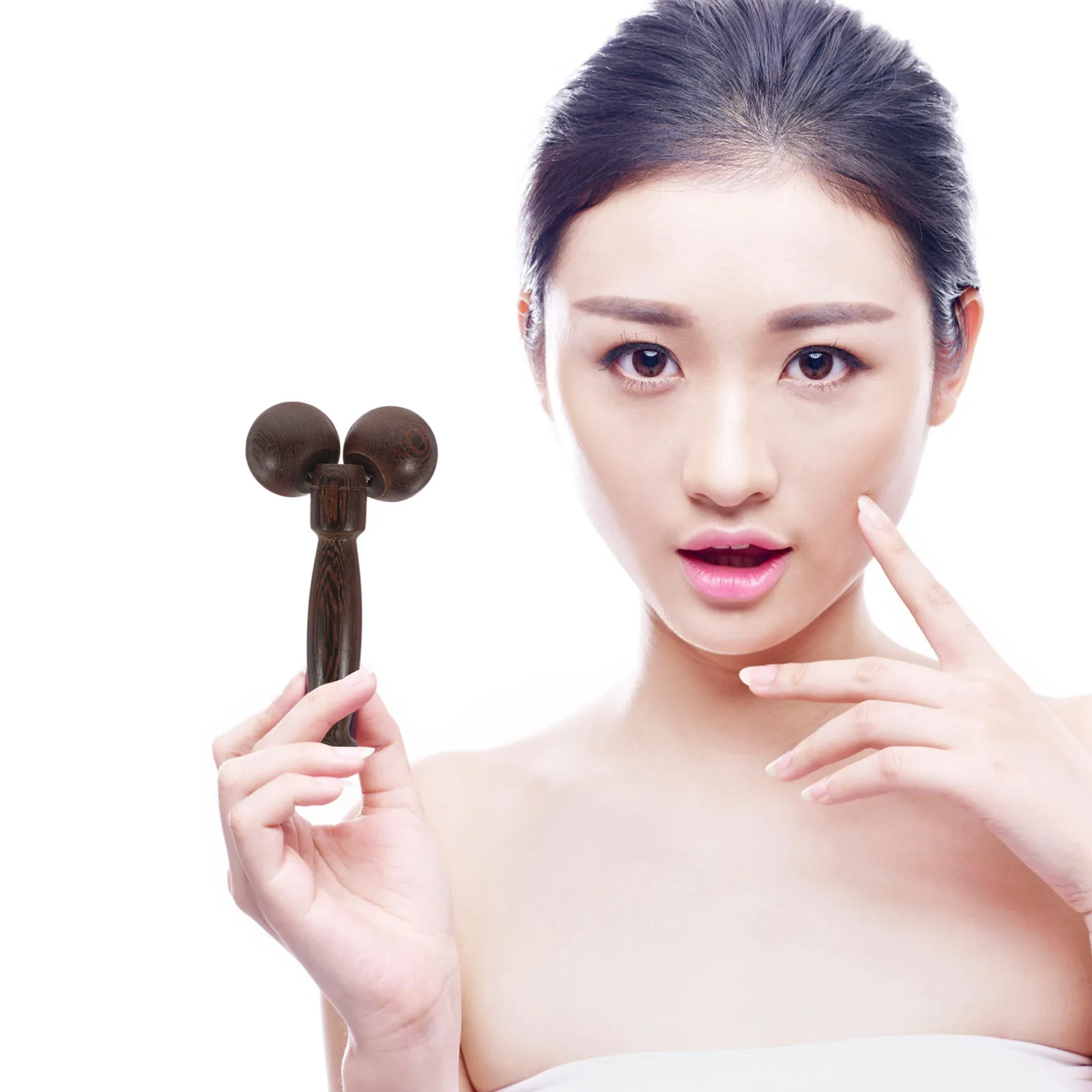 

Chicken Wing Wood Facial Massager Double Balls Roller for Face Body Eye Women Round Massager Tools Back Neck Shoulder Foot