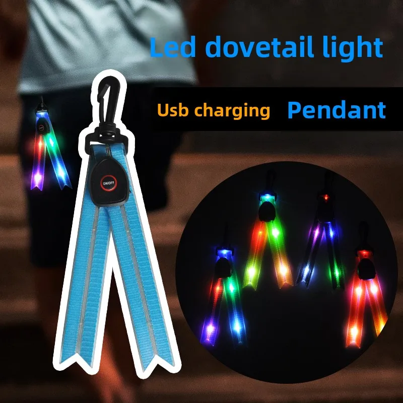 Dovetail Led Luminous Backpack Light with Glue Waterproof Student Schoolbag Pendant Night Flash Safety Warning Light