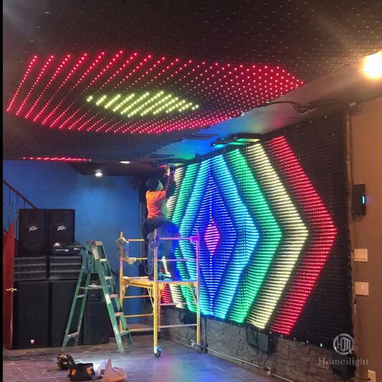 P10cm 4*6m Led Video Curtain For Wedding Bar Dj Night Club Birthday Party Vision Cloth Fireproof Stage Curtain Backdrop