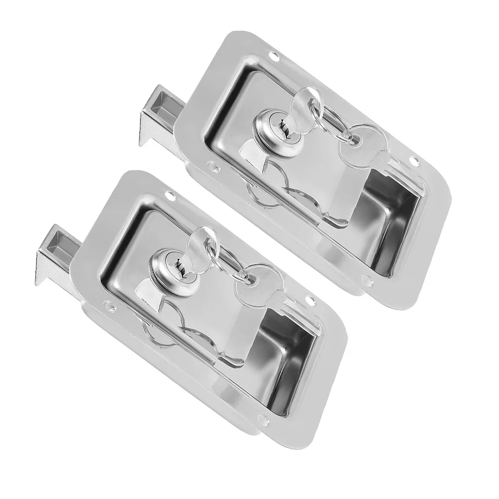 

2Sets Flush Mount Panel Lock Heavy Duty Weather Resistant for Trailer Rv Truck Toolbox Door Hidden Design Secure Latch with Keys