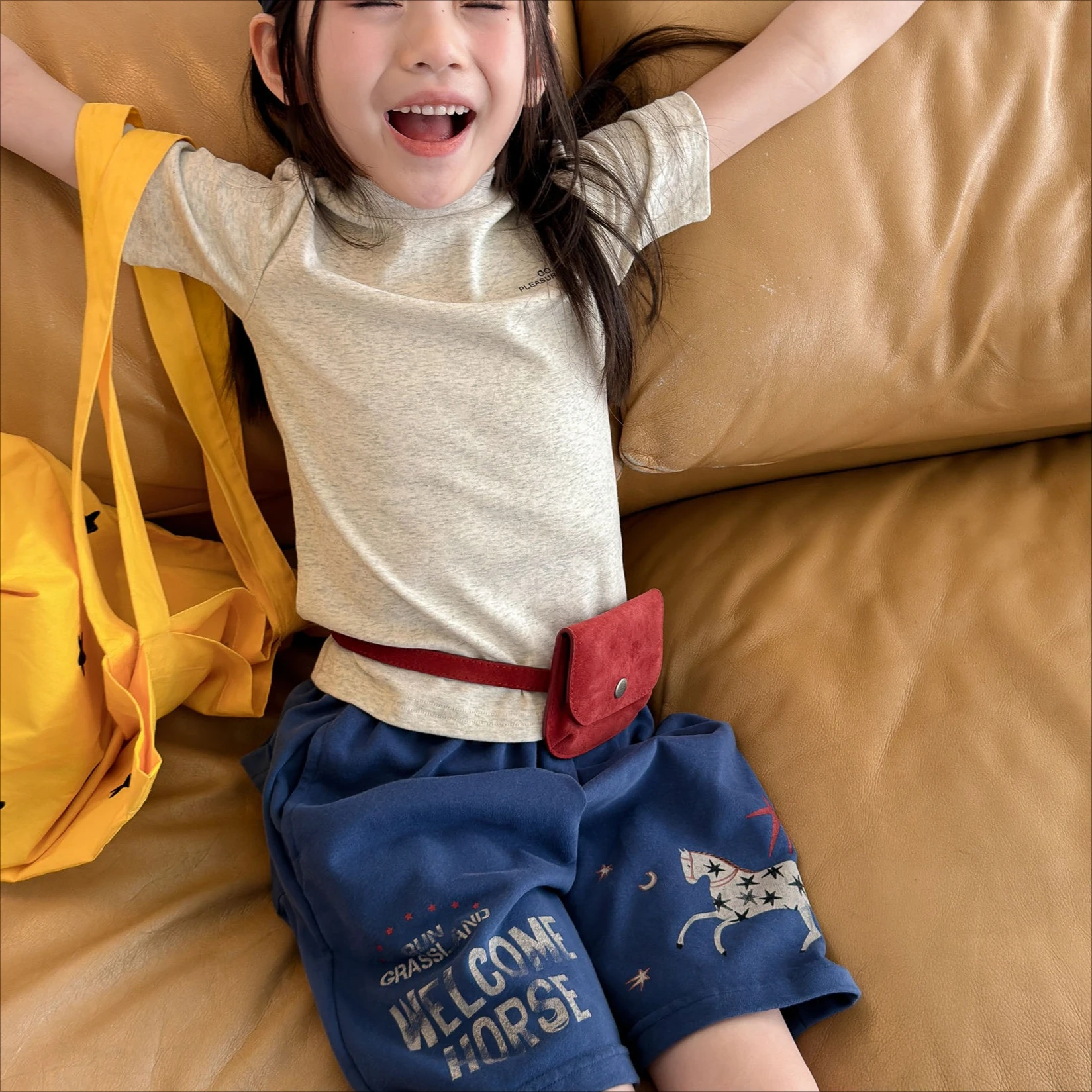 Shorts Infantis Femininos 2026 Primavera Verão Novo Estilo Coreano Roupa Infantil Menina Bebê Estampado com Letras Estrangeiras Casual