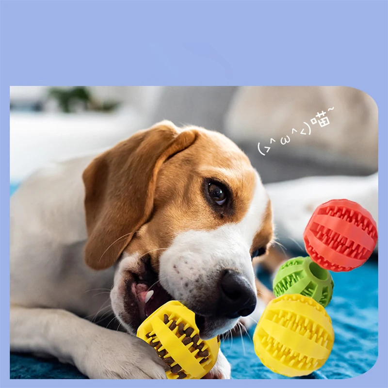 Dog Toy Ball Nontoxic Bite Resistant Toy Ball for Pet Dogs Puppy Cat Dog Pet Food Treat Feeder Chew Tooth Cleaning Ball