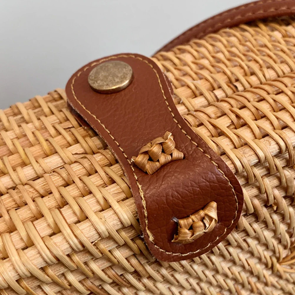 Handwoven Crossbody Bag Adjustable Strap Rattan Women Handbags Large-capacity Portable Durable Storage for Ladies Shopping Trip