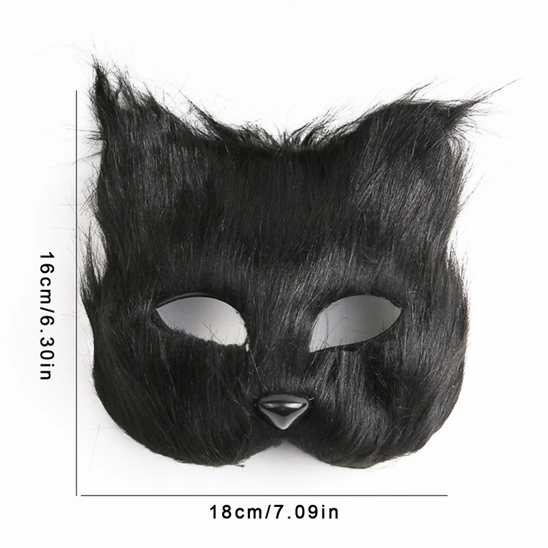 Halloween Cosplay Karneval Party Fuchs Form Gesichtsmaske Kunstpelz Pelztier Katze Haarmaske Maskerade Kopfbedeckung Nachahmung Spielzeug – Detail 17