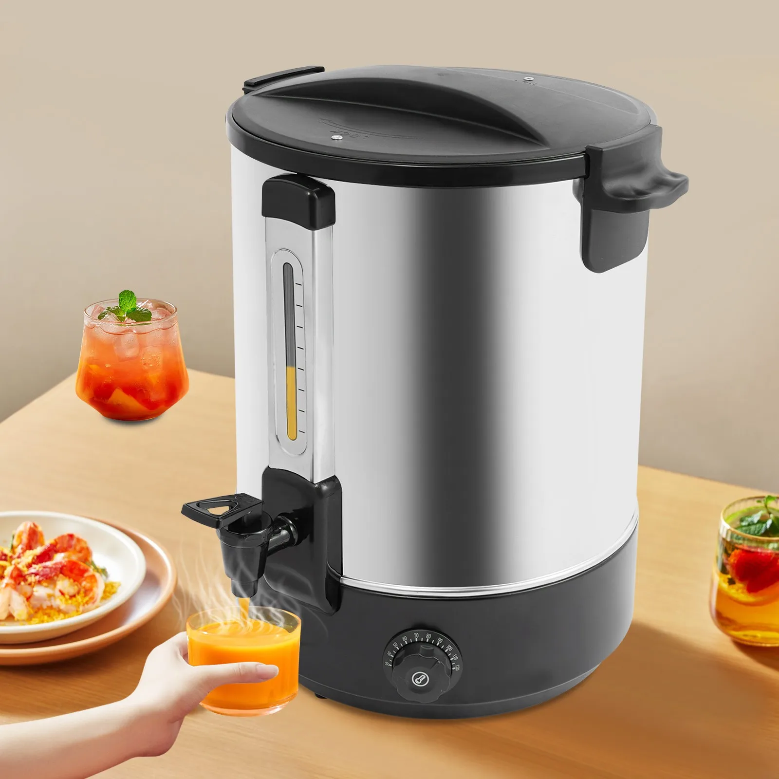 

Электрический диспенсер для горячей воды 19л 30-110 ℃ Коммерческое ведро для сохранения тепла. Быстрый нагрев. Изолированная защита от сухих ожогов.