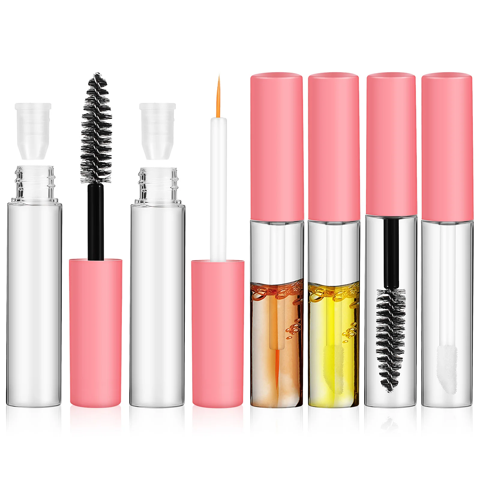 6Pcs Eyelash Empty Mascara Tubes Refillable Bottles Eyeliner Lip Gloss Dispensers Lash Serum Containers for Makeup