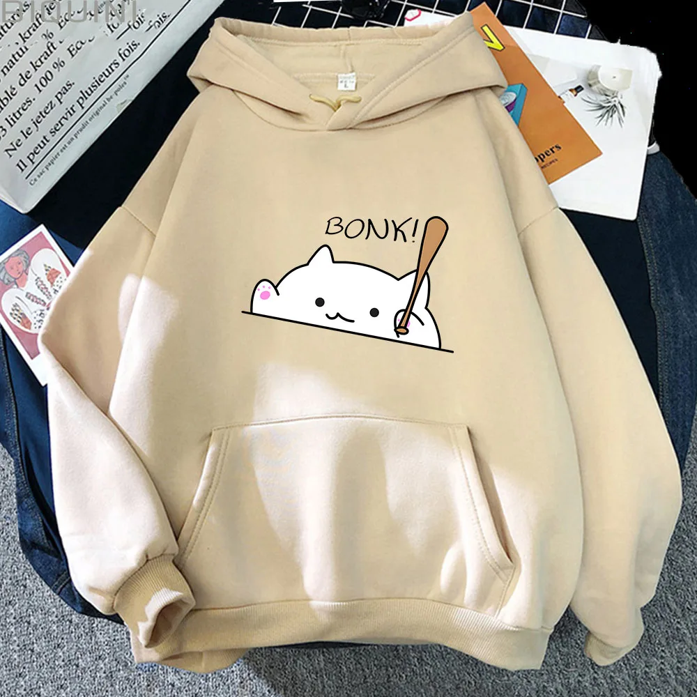 Bongo Cat Hoodies Kawaii Graphic Sweatshirts for Women Clothing Oversized Female Casual Long Sleeve Pullover Men\'s Y2k Clothes