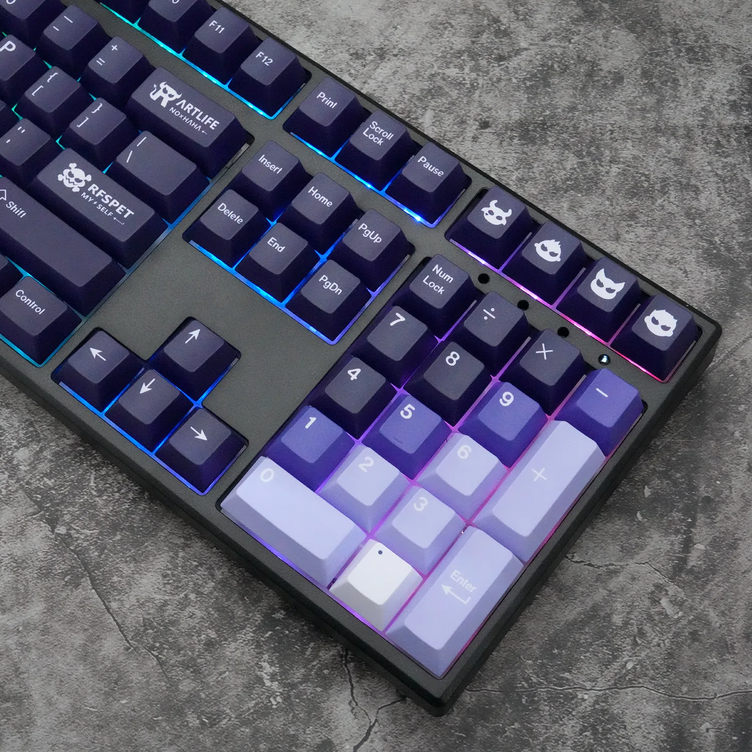 170-toetsen Cherry Profile Artlife Thema Gradiënt Paars Thermische sublimatie Keycaps PBT voor mechanische MX Switch-toetsenbordgeschenken