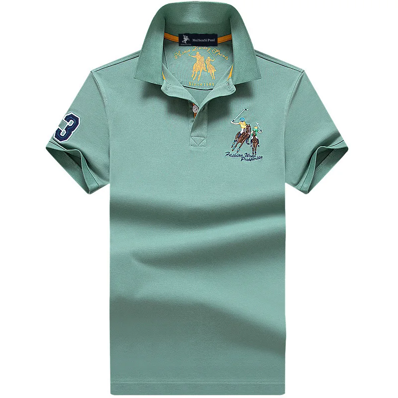 JOYSWAMM Polo Shirt Men Cotton Solid Short Sleeve 6
