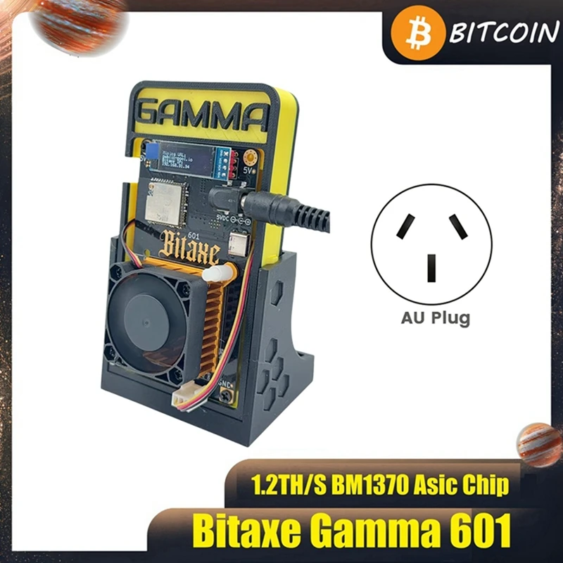 Bitaxe Gamma 601 Solo Miner 1.2TH/S BM1370 Asic Chip Bitcoin BTC Miner 18-22W من Antminer S21 Pro مع حامل AU PLUG