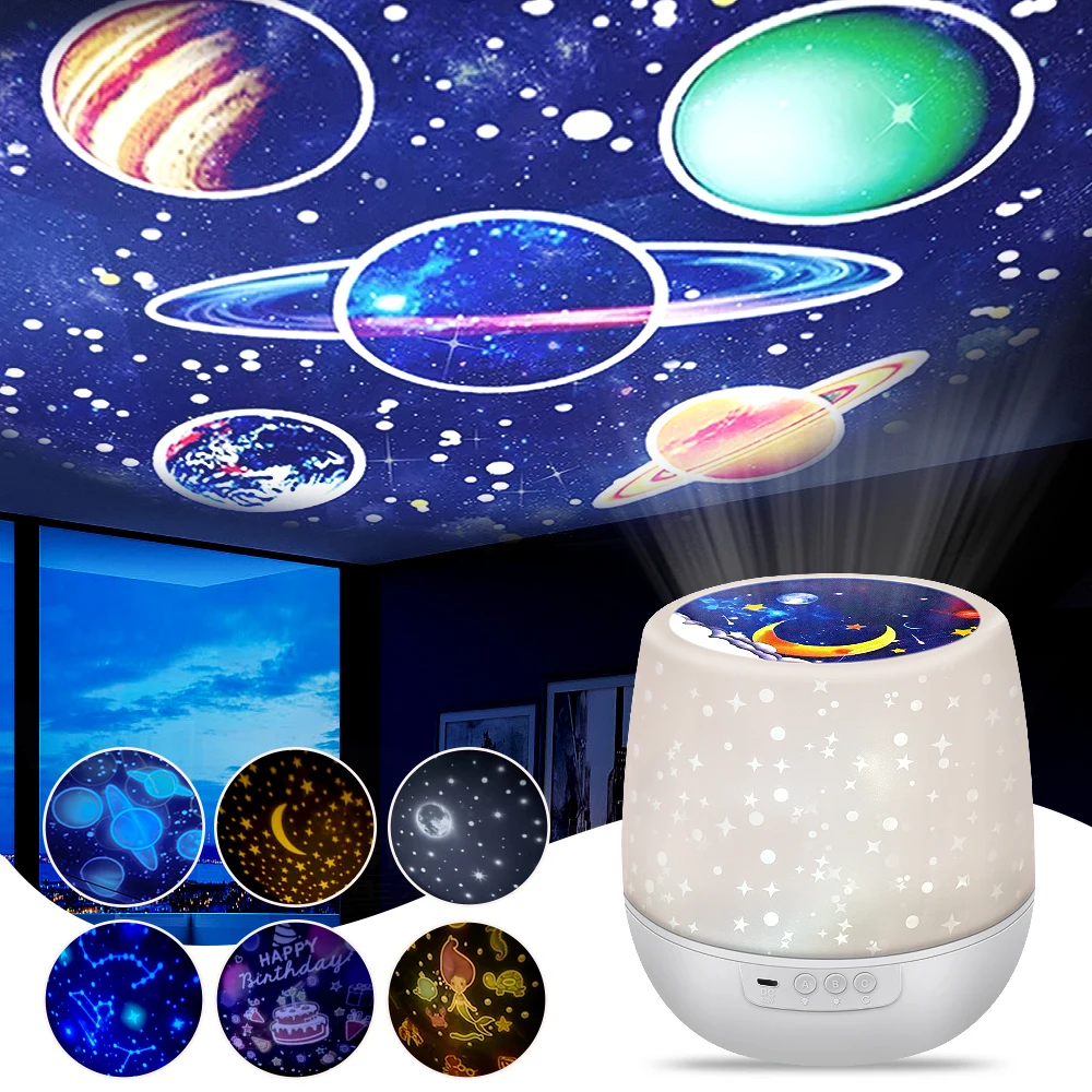 Galaxy Star Projector LED Night Light Starry Sky Porjectors Lamp Bedroom Decor Nightlight Kids Birthday Gift Baby Toys