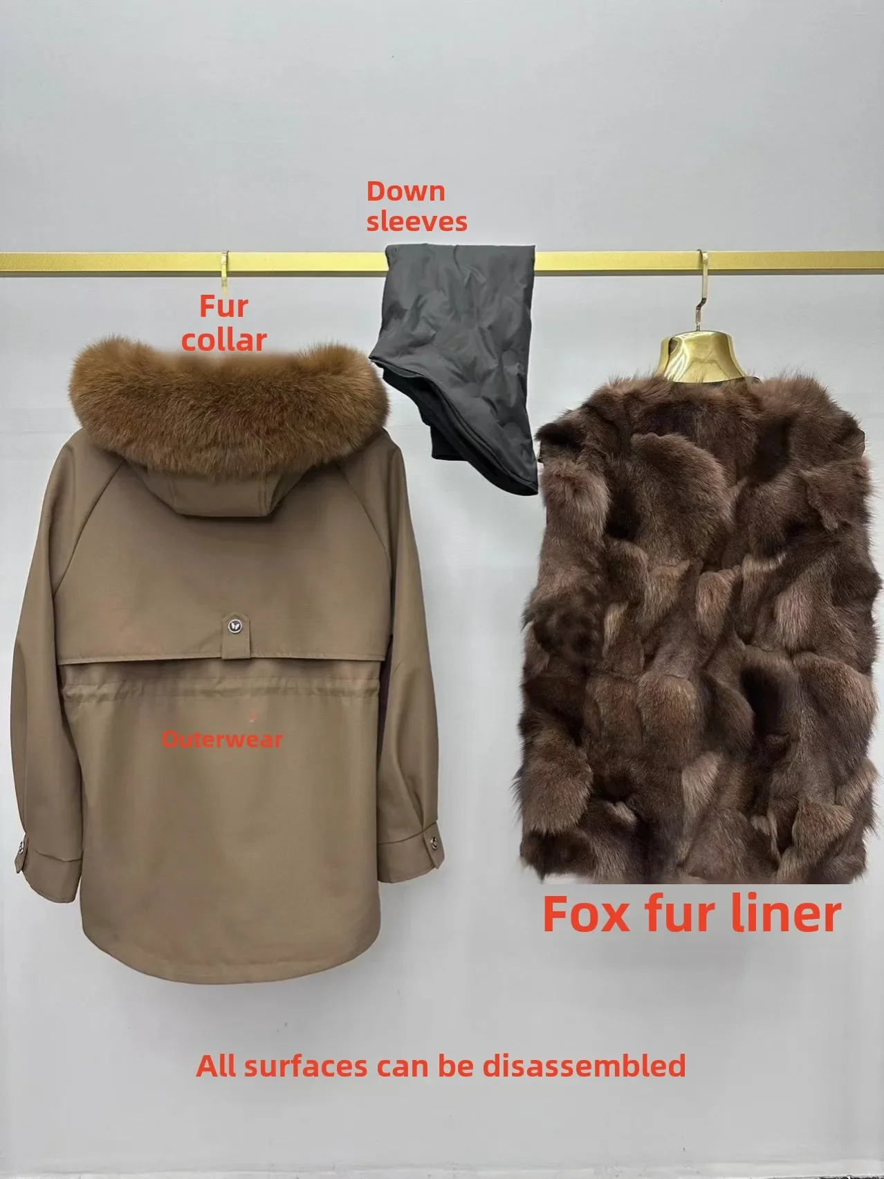 Mid-long Female Parkas 2024 New Korea Winter Warm Fur Jacket Removable Fox Fur Liner Hooded Coat Long Sleeve Casual Fur Overcoat