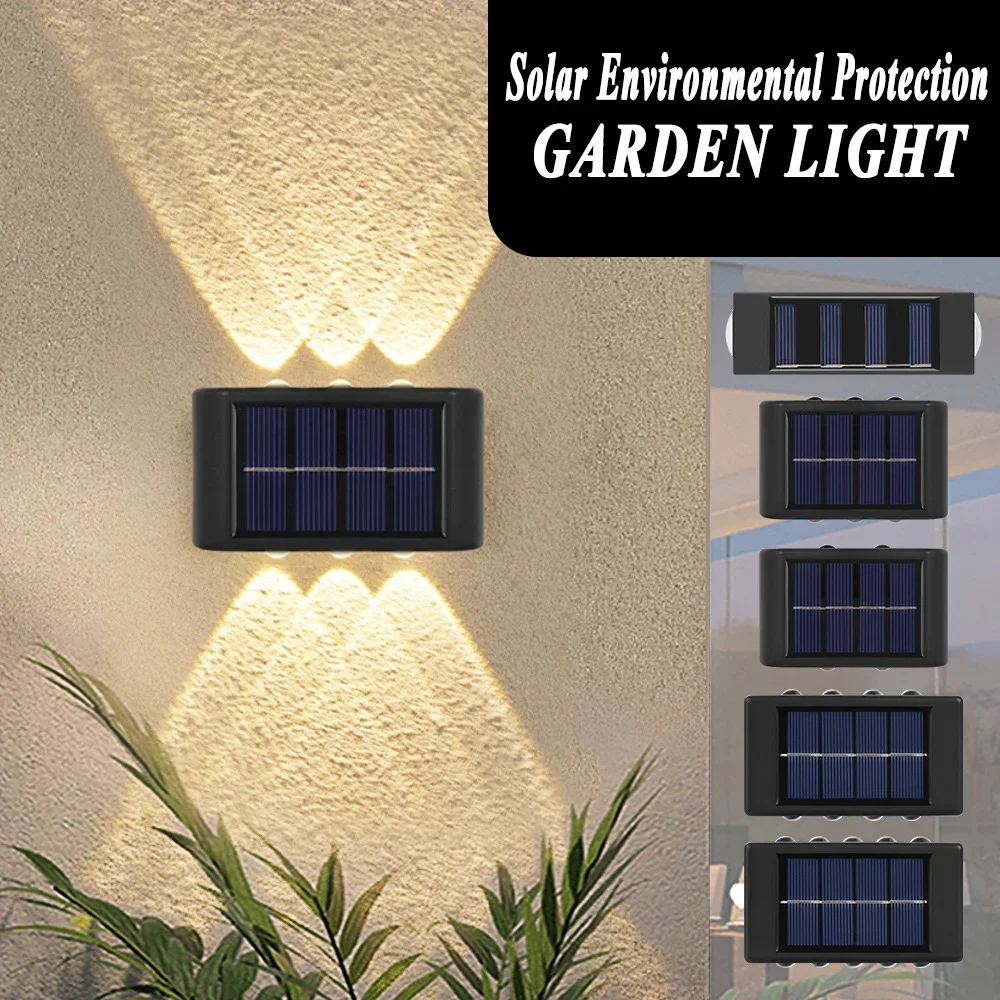 

1/2pcs Solar Wall Lamp Outdoor 6LED Light Waterproof Up And Down Luminous Lighting Balcony Yard Garden Decoration Lights