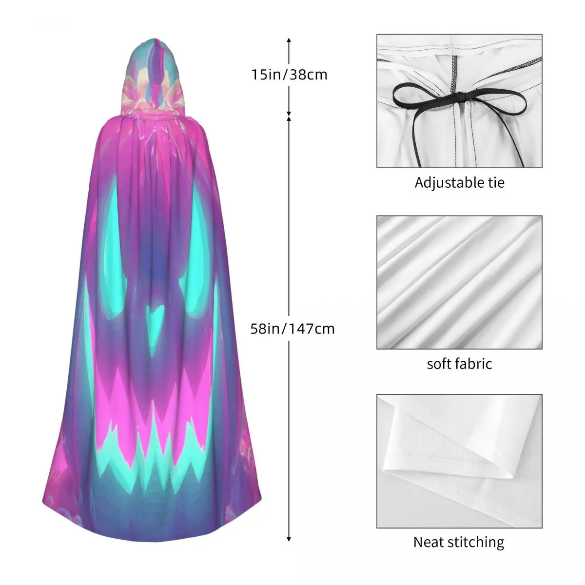Halloween Pumpkin Cosplay Cloak Pink Bat Hooded Cape for Women Men view 5