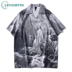 Hawaiian Summer Shirt for Men Streetwear Vintage Retro Graphic Print Punk Blouse Casual Short Sleeve Button Man Beach Shirts Top