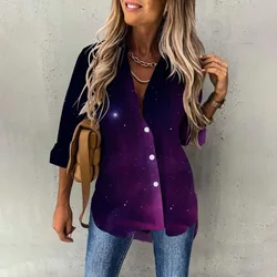 Women's Colorful Button Up Shirt New Fashion Casual Street Shirt Elegant And Comfortable Long Sleeved Loose Top Office Clothing