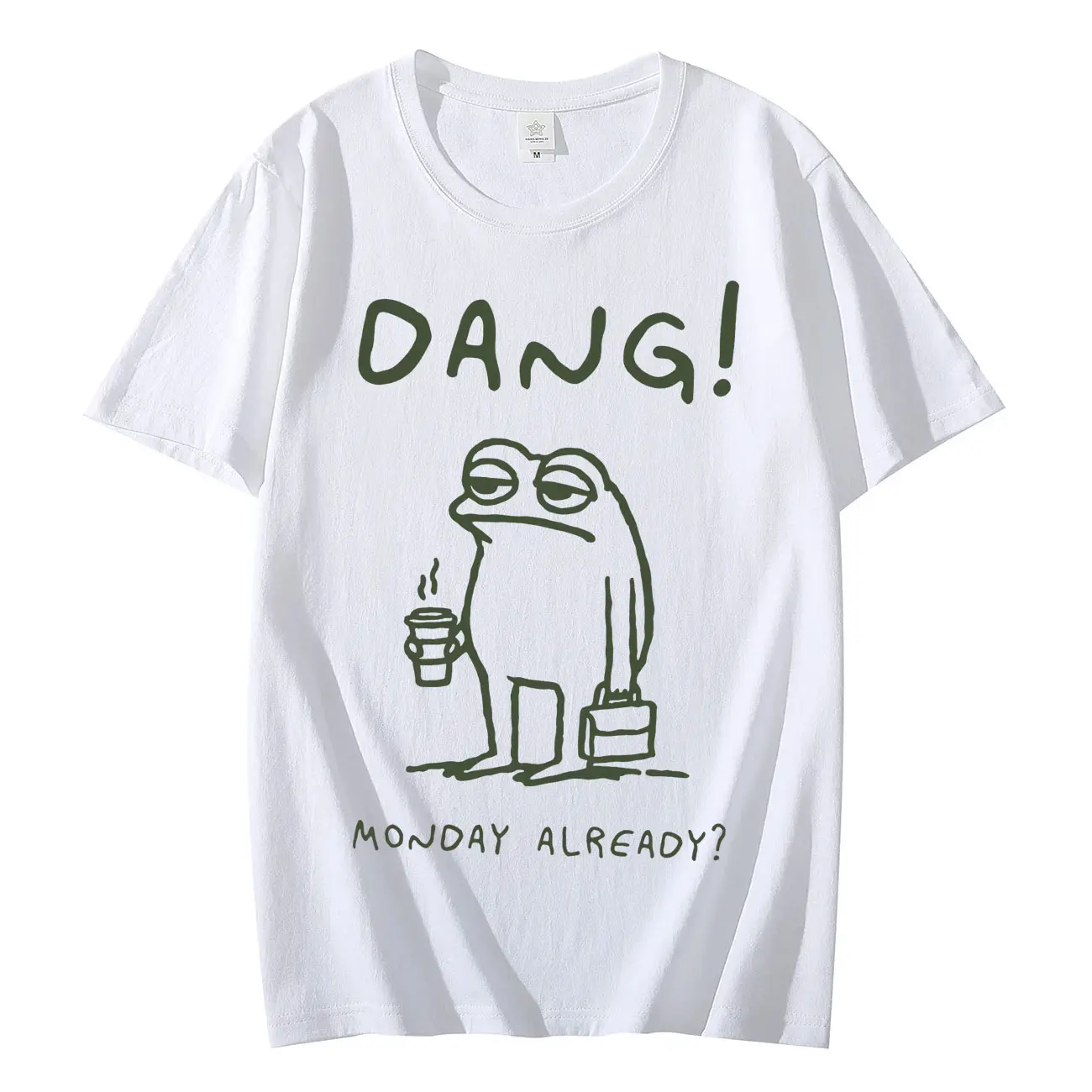 Vintage 9Os Frog Dang Monday Already T Shirts Funny Meme Y2k Short Sleeve T-shirts Men Women Casual Fashion Oversized T-shirt