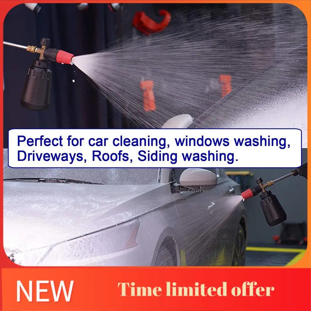ABHU Snow Foam Cannon With 1L Bottle, Adjustable Snow Foam Lance, Heavy Duty Car Foam Blaster, 1/4Inch Quick Connector