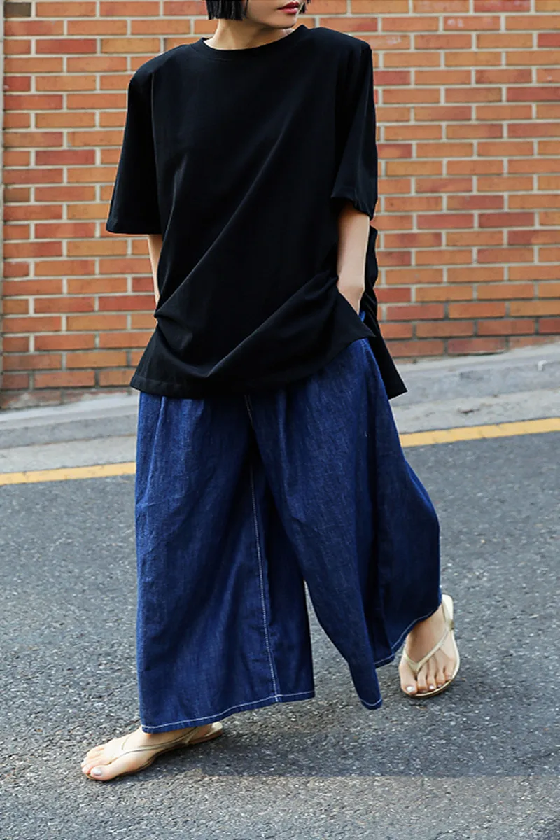 Faionable عالية الخصر واسعة الساق الدينيم الجينز المرأة سراويل تقليدية فضفاضة الربيع الصيف جديد Sle التخسيس ثنى جينز قطني