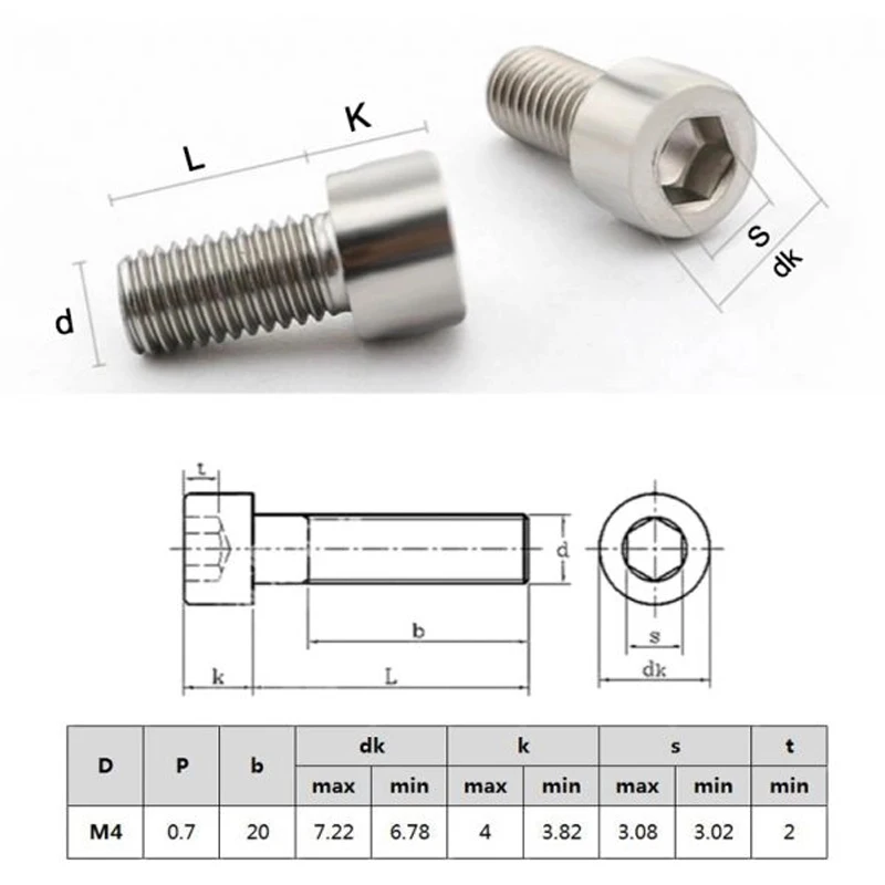 50Pcs M4 Hex Socket Cap Screws Carbon Steel Allen Bolts Hexagon Head Fasteners for CNC Router 3D Printer DIY Machine Parts