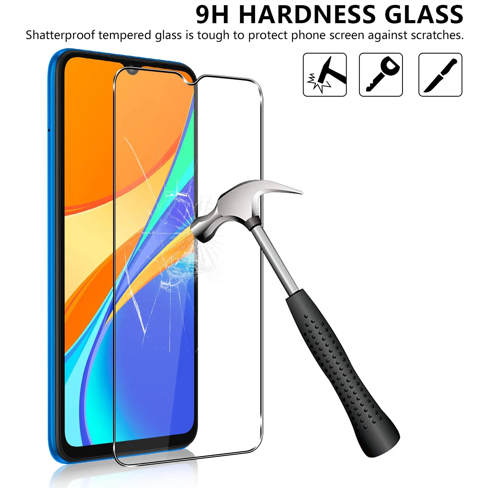 Screen Protector For Redmi 9C NFC Xiaomi, Tempered Glass HD Crystal 9H Anti Scratch Case Friendly High Aluminum