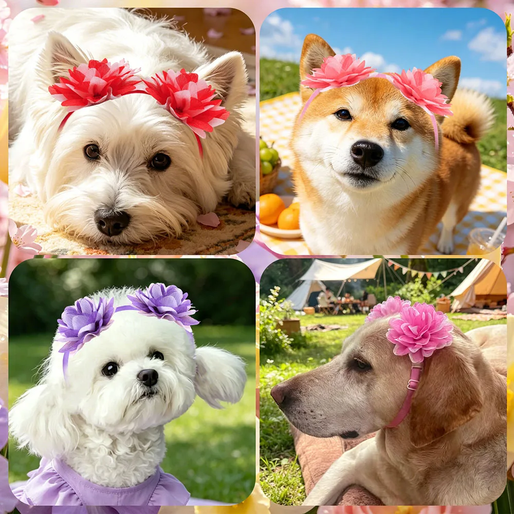 Lazos ajustables de doble flor para perros medianos y pequeños - imagen 2