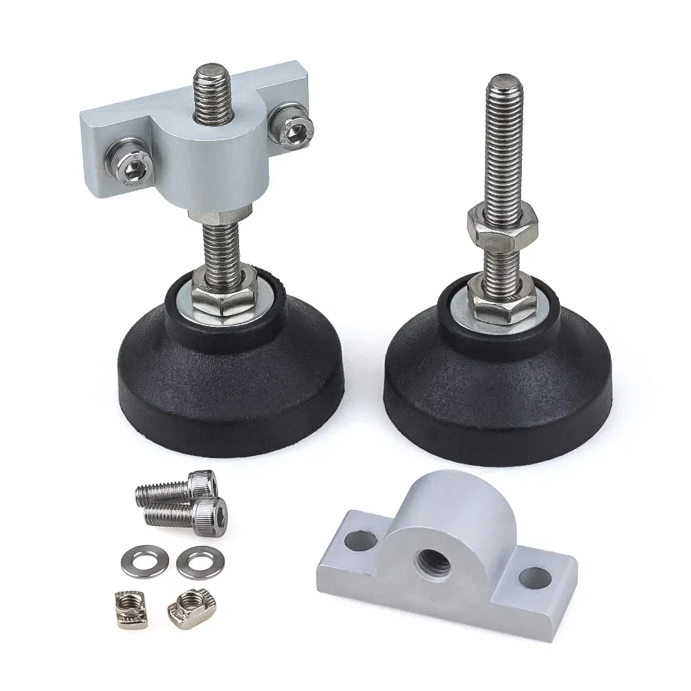 4Sets Adjustable Foot Pad Mouting Kit Caster Wheel Connector Plated Fixed Extruded Corner for 2020 3030 4040 Aluminum Profiles