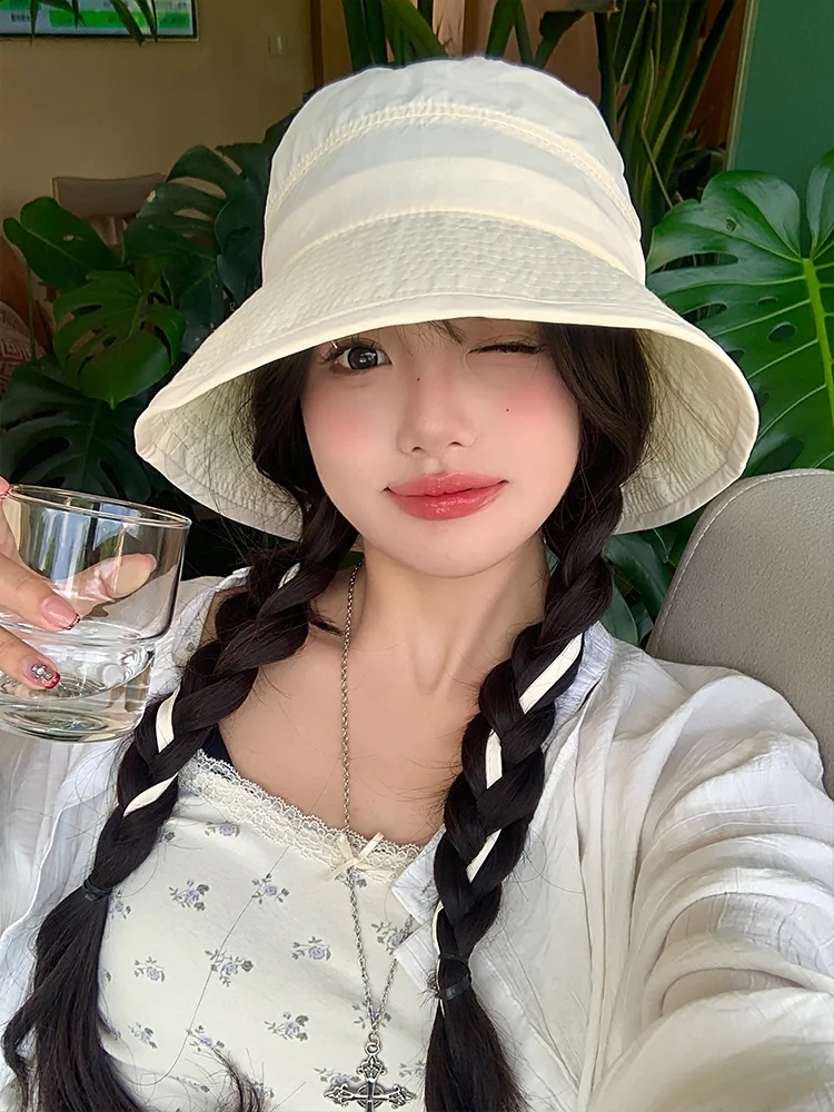 Koreanische Sle Color Fiing Cap Damen Sommer 2025, neue Faion, vielseitiges Gesicht, schlankmachender Sonnenschutzhut, breite Krempe, Reisekappe