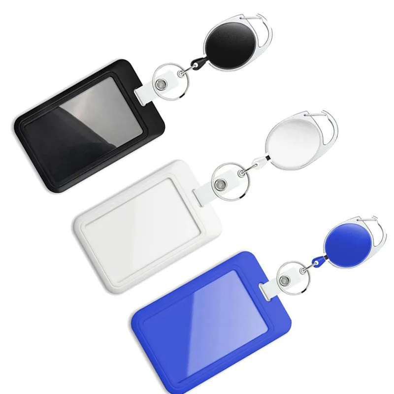 

1pcs ABS Plastic Badge Holder Reel Keychain Pass Work Card Holder Clip Slide Case Working Permit Case Sleeve ID Tag for Staff
