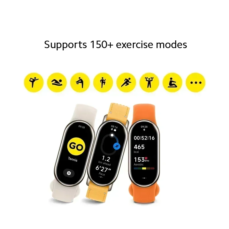 Versión Global Xiaomi Mi Band 8 oxígeno en sangre Fitness Traker impermeable 1,62 pantalla AMOLED banda inteligente más de 150 modos deportivos