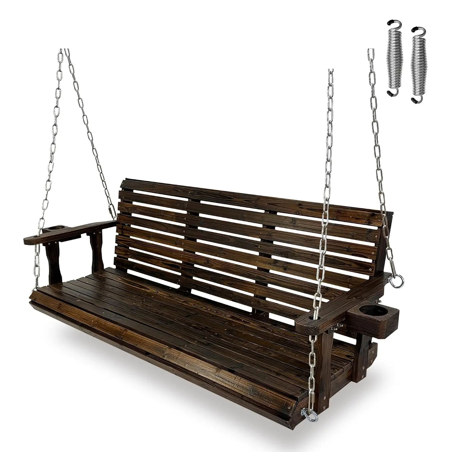 Wooden Porch Swing, Deep Brown, 5.5 FT Extra Large, Customized