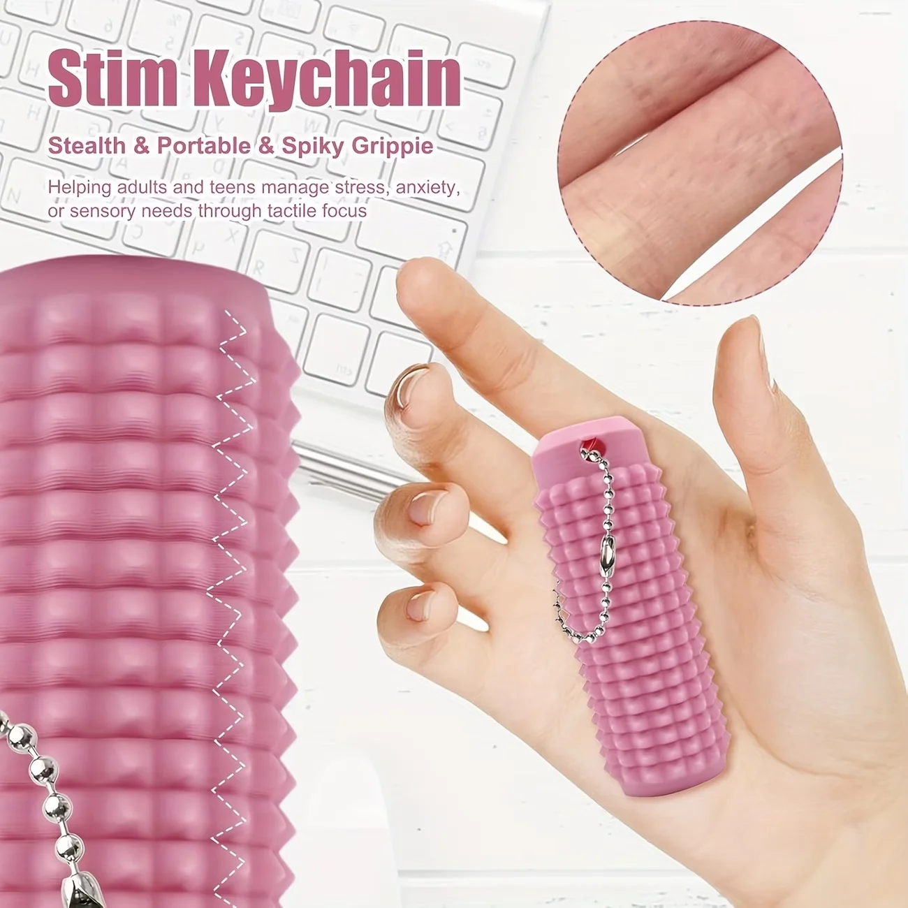 1/5 Pcs Random Color Massage Rollers For Pressure Relief Tactile Sensory Tools With Texture Nails And Chain Holes - view 6