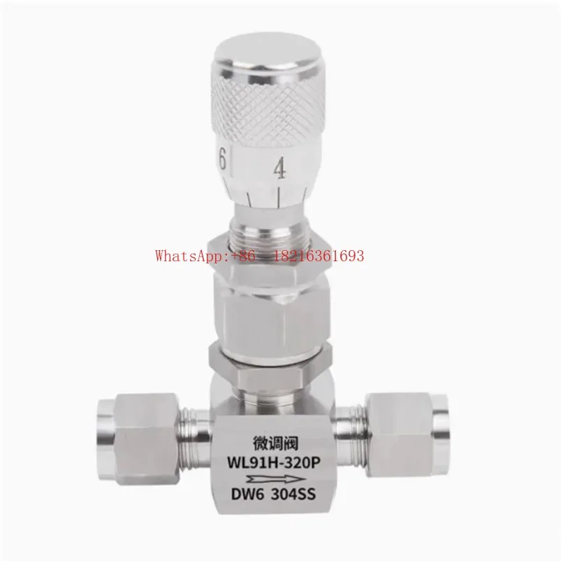 1PC 304 stainless steel ferrule type fine adjustment valve 90 ° angle type high precision scale flow needle valve
