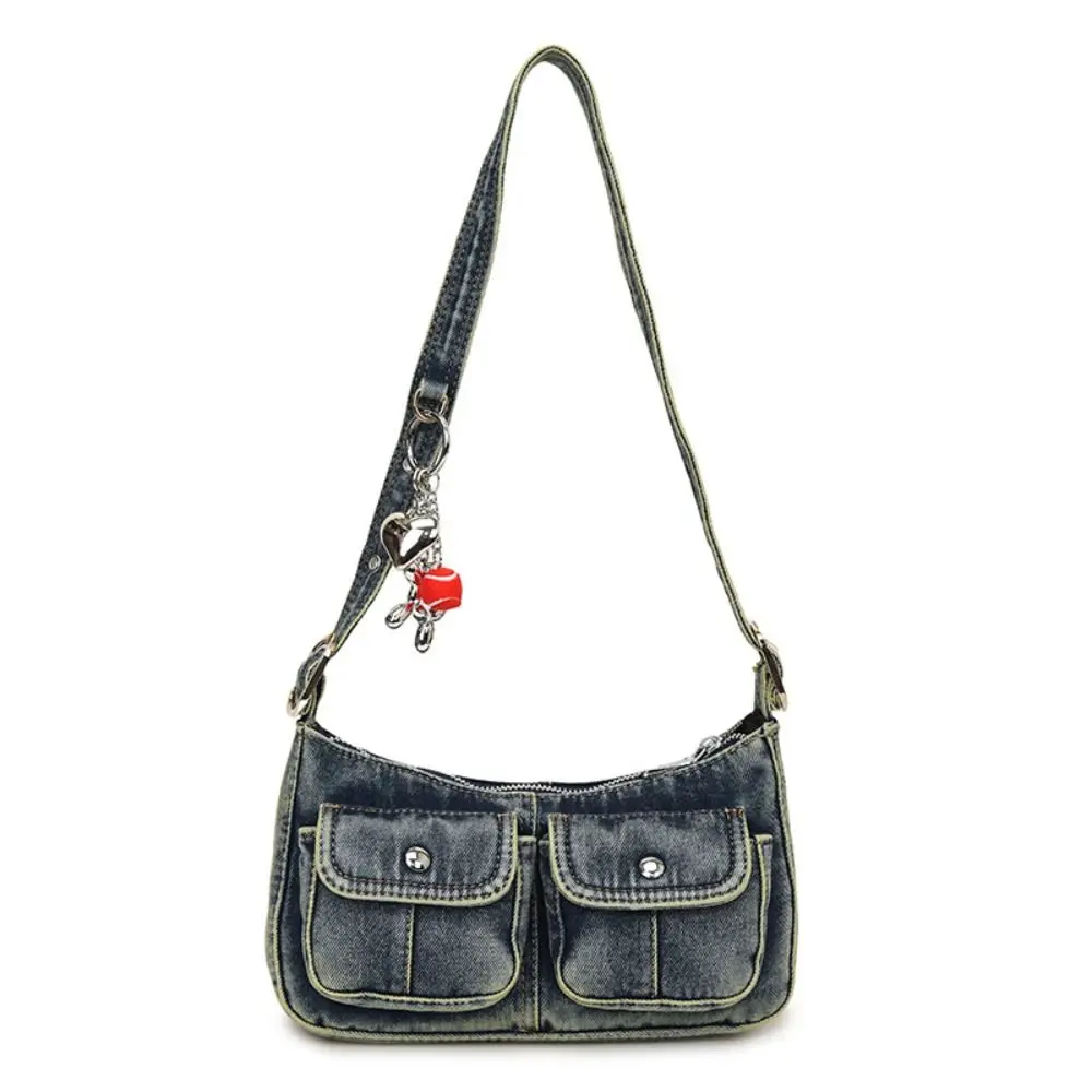 

Trend Handbag Retro Denim Bag Y2K Underarm Bag Spicy Girl Shoulder Bag Crossbody Bag Armpit Bag Cloth bag Streetwear