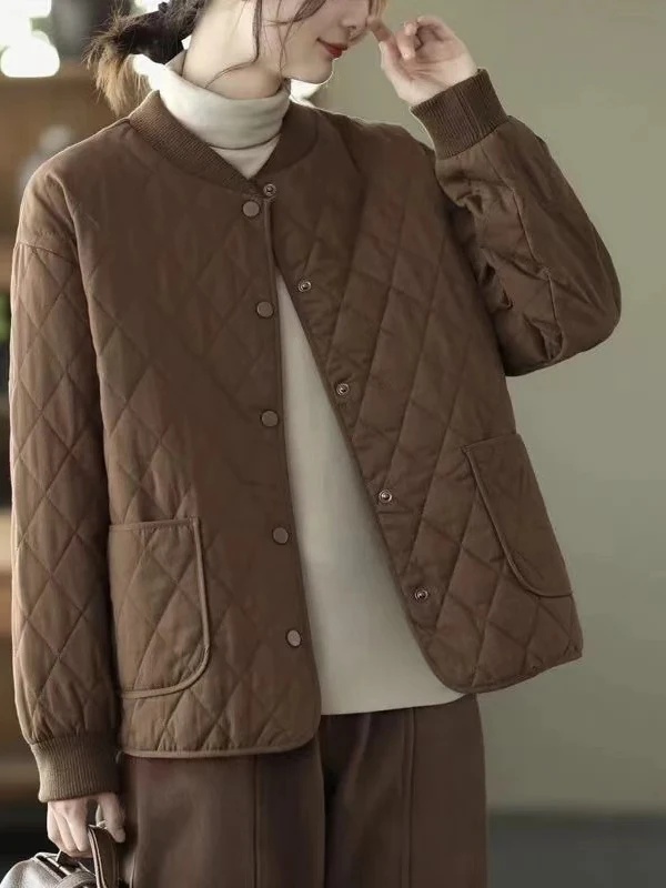 سترة نسائية من القطن الخالص من Jaet كاجوال ort Svel Retro Sle Thiened Long Sve بياقة واقفة سترة قطنية للخريف... #3