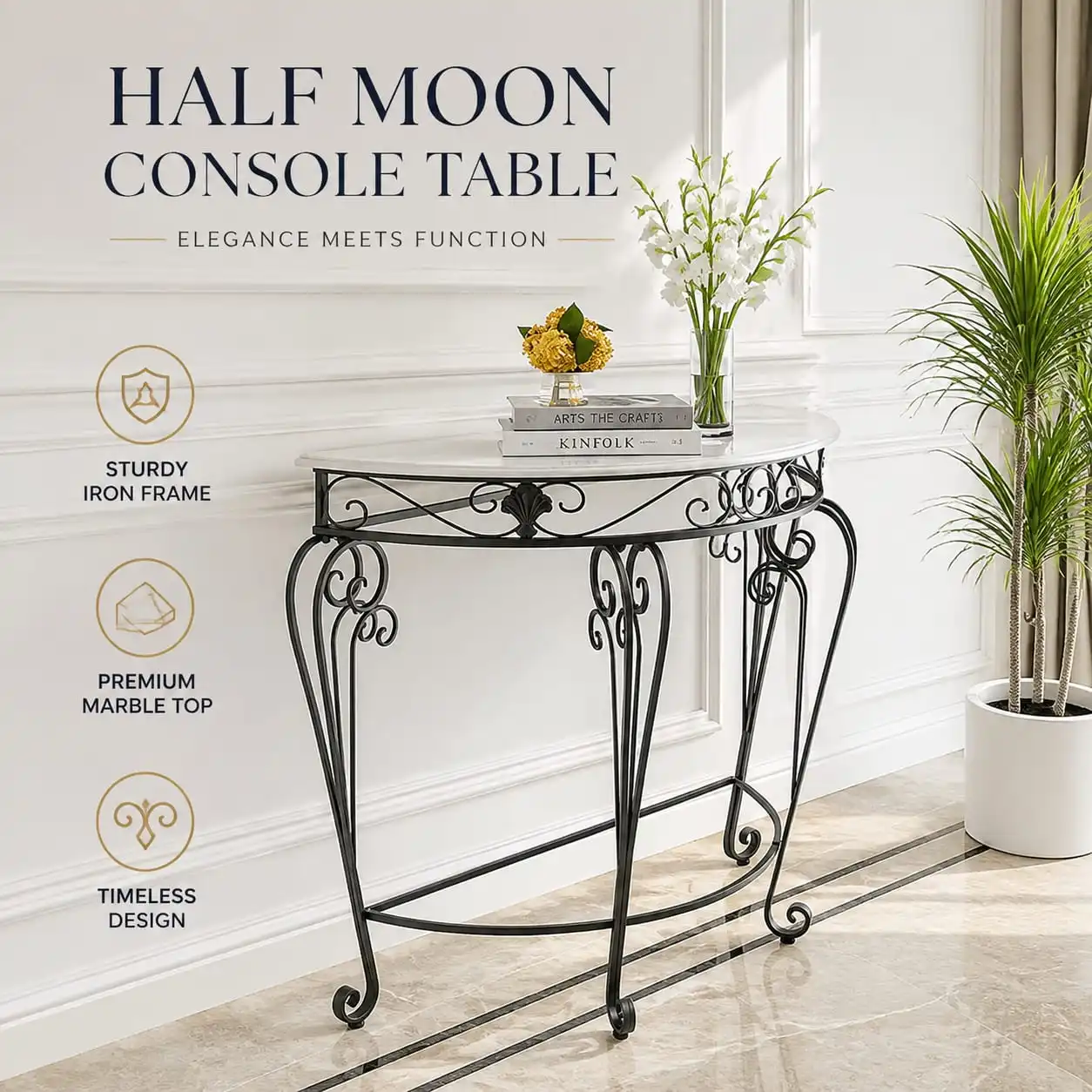 Slim Modern Console Table for Entryway or Living Room – Space-Saving Wooden Hall Table with Elegant Design