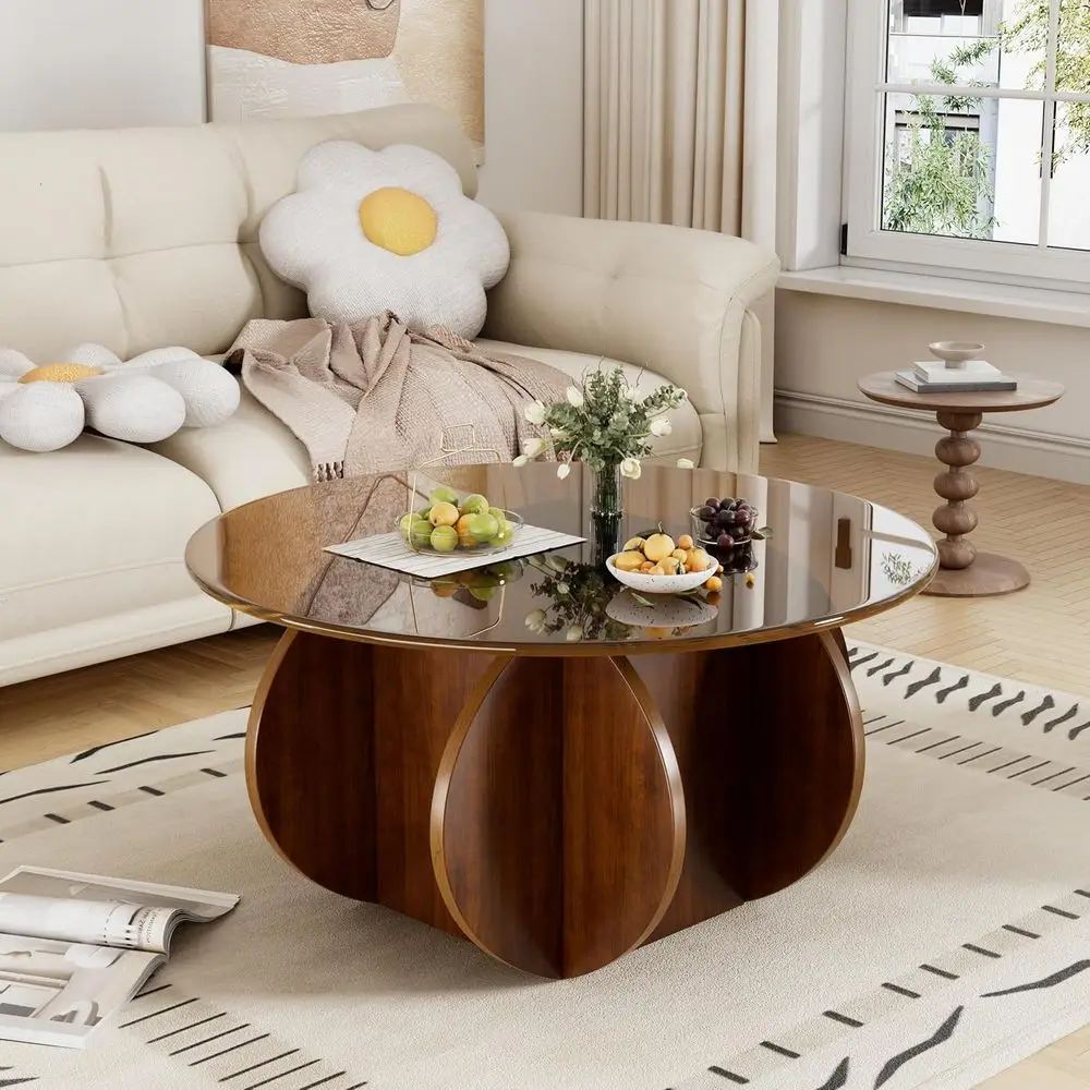 

Современный круглый журнальный столик из закаленного стекла середины века, диаметр 27,5 для гостиной и офиса