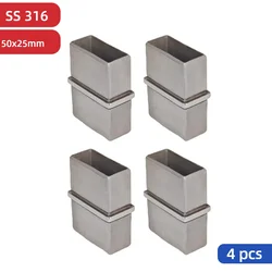 4 PCS Stainless Steel Rectangular Tube Connector in Mirror Polished Staircase Baluster