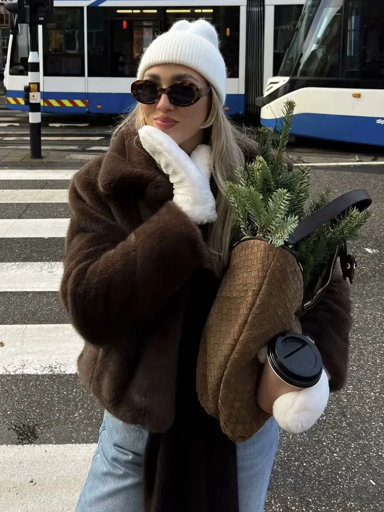 HH женское модное повседневное пальто однотонное пальто с эффектом искусственного меха женское однобортное пальто с лацканами и длинными рукавами с карманами и украшением короткая куртка