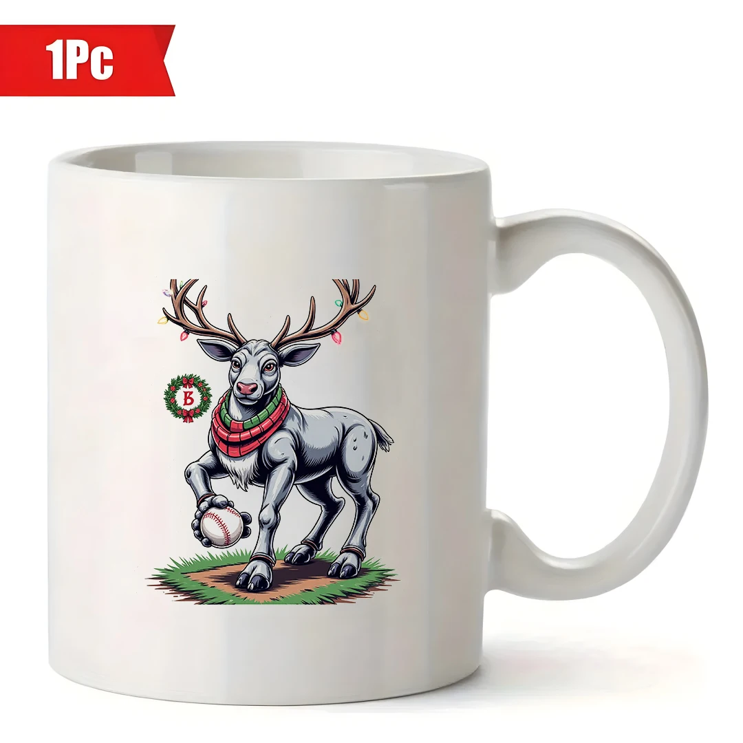 كارتون الرنة البيسبول القدح 11 أوقية هدية الكريسماس للأطفال كوب الأسرة مكتب فنجان القهوة هدية مخصصة شخصية #2