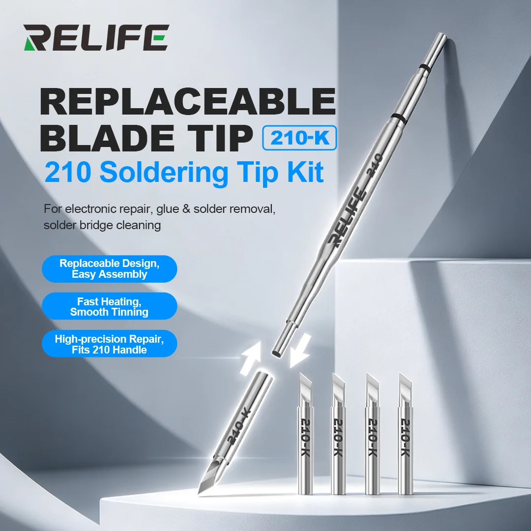 RELIFE 210 K Knife Soldering Iron Tip Stable Temperature For Mobile Phone PCB Chip Soldering Desoldering Electronic Repair Tools