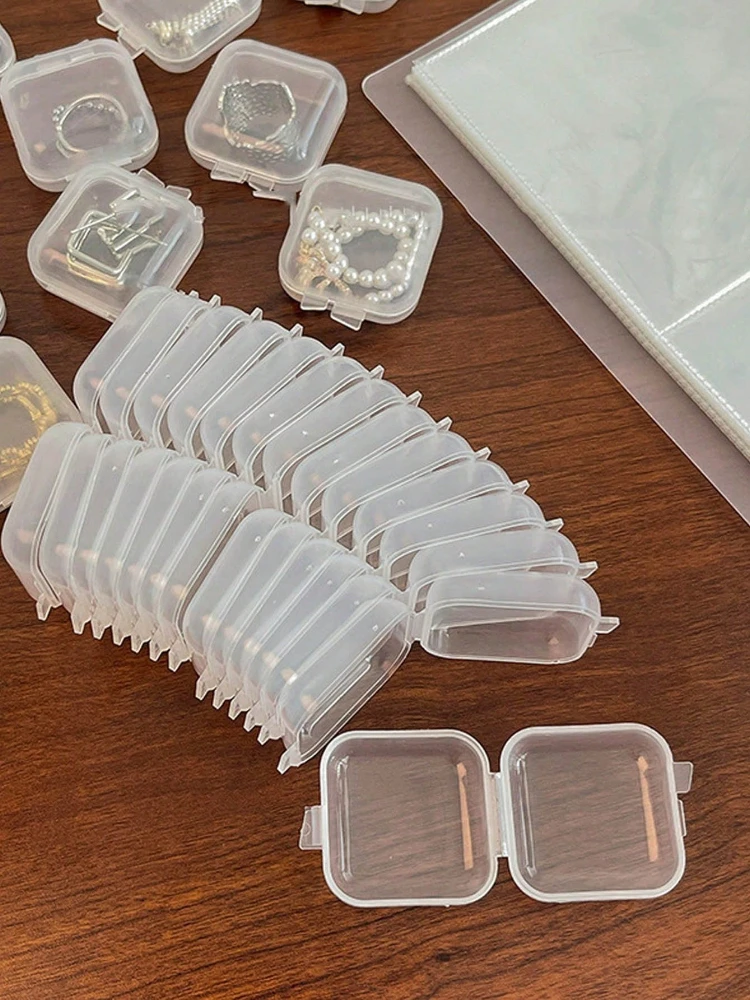 10/20/50PCS Empty Plastic Clear Mini Empty Square Small Boxes Jewelry Ear Plugs Container Nail Art Decor Diamond Storage Case