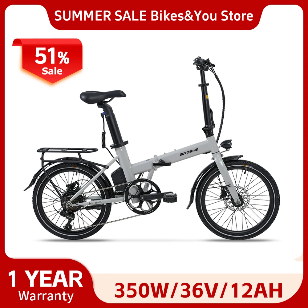 

Folding Electric Bicycle 350W, 36V 8Ah/12Ah Removable Battery, 20Inch*1.75 Tires, 25Km/h, 7Speed City Commuter Travel Ebike