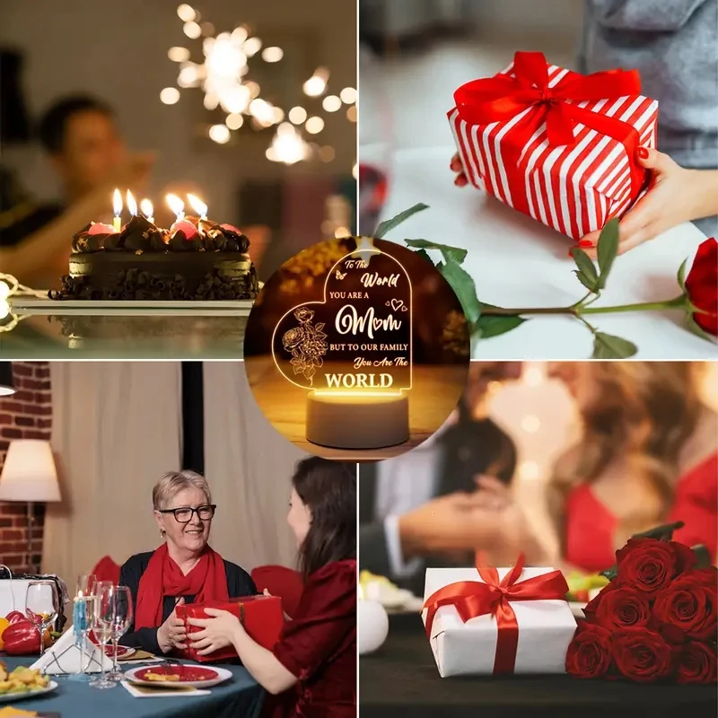 1PC Heart-shaped Nightlight Festival Gift Mother Souvenir Gift Atmosphere Table Lamp