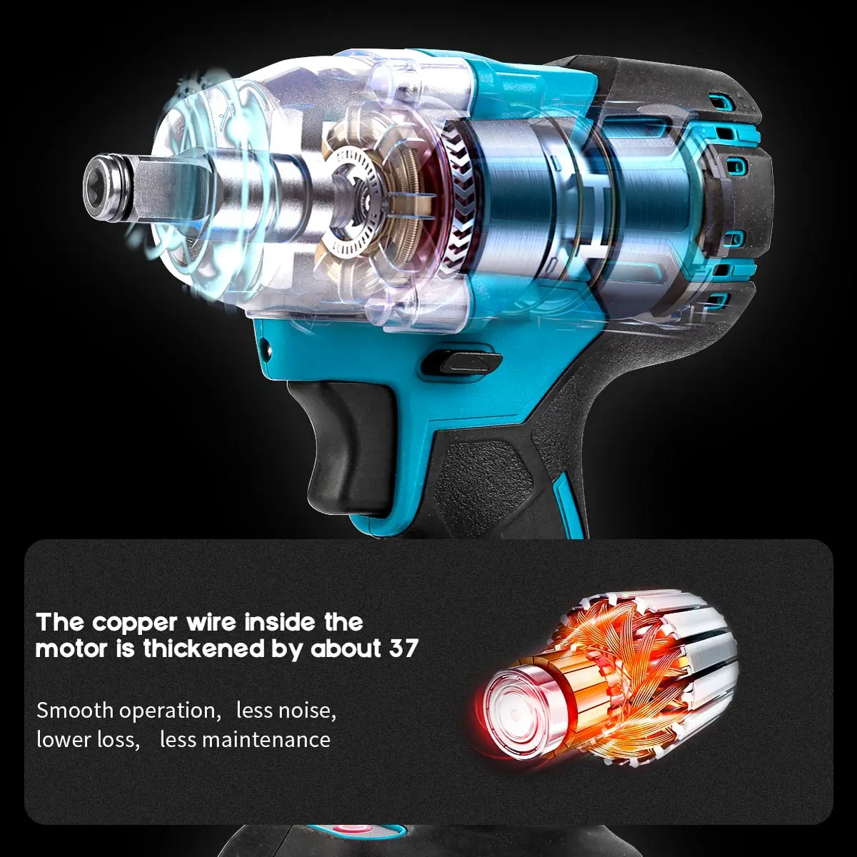 21V High Capacity 2 in 1 Brushless Electric Impact Wrench Power Tools 15000Amh Li Battery LED Light Adapt for Makita Battery