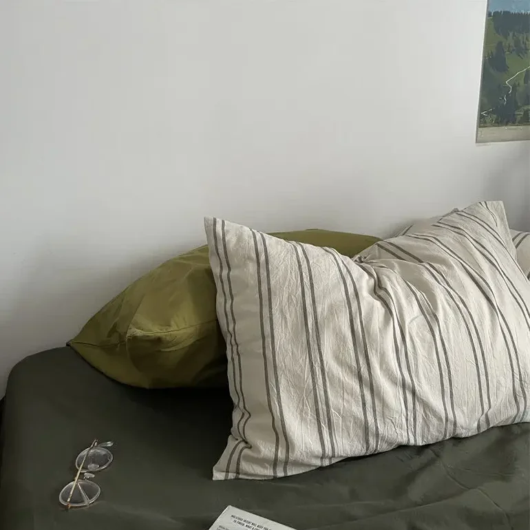 

Pillowcase Striped Simple Plain Home Household Bedroom Throw Pillow Retro Vintage 48x74cm Cotton All-match Couples Nordic Ins